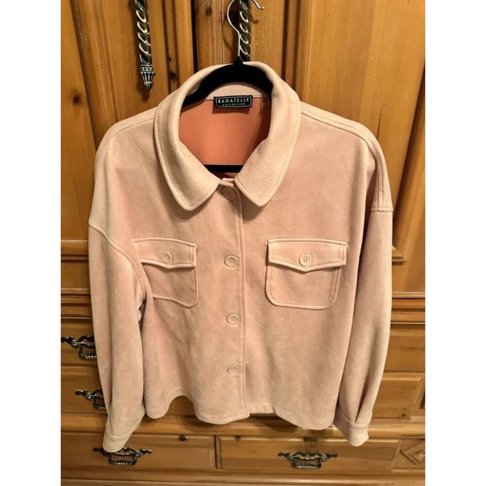 Bagatelle Blush Pink Faux Suede Button Down Shacket Jacket XL